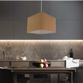 Lustre Pendente Quadrado Md-4058 Cúpula em Tecido 21/25x25cm Palha - Bivolt