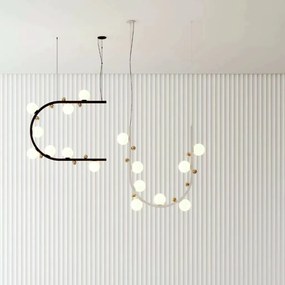 Pendente Aliança Arco Horizontal 24X82X82Cm 08Xg9 Globo 10Cm - Usina 9... (BT - Branco Texturizado, Branco (Fosco))