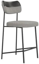 Banqueta Cozinha Média Milli Linho Cinza/Preto A14          - Mpozenat