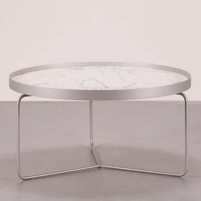 Mesa Centro Kevin Tampo Calacata Base Aluminium - 78328 Sun House