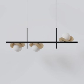 Pendente Calandra Assimétrico Linear 27X21X80Cm Alumínio E Globo Ø10Cm... (CHAMPANHE, FOSCO)