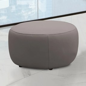 Conjunto Sala de estar Decorativo Mariele Poltrona Base Giratória em Aço com Puff Couro Avelã G88 - Gran Belo