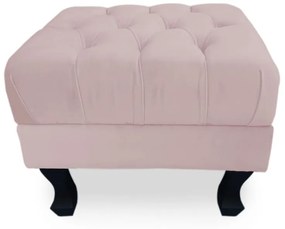 Puff Baú Decorativo Capitonê Luis XV 50x40cm Veludo Rosê - Sheep Estofados - Rosa