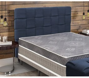 Cabeceira Cama Box Casal 140 cm Ravena Veludo Azul - Simbal - Azul