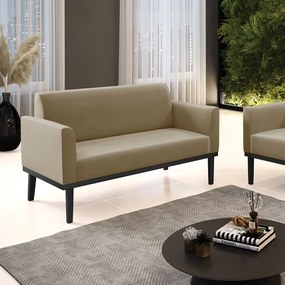 Sofá Namoradeira Base de Madeira Fixa Preto Marisa Suede  D03 - D'Rossi - Marrom Rato