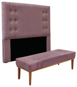 Cabeceira Cama Box Casal 140cm e Recamier Gênova Veludo S04 - D'Rossi - Uva