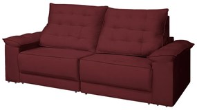 Sofá Retrátil e Reclinável Living Maittê 2,50m Veludo Bordô