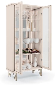 Cristaleira Decorativo com LED Portas de Vidro Évora Off White G26 - HB Móveis