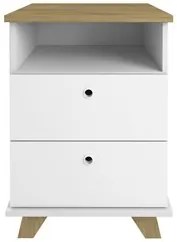 Mesa Escrivaninha em L Sharp e Gaveteiro 2 Gavetas May A06 Olmo/Branco