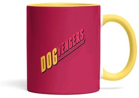 Caneca Dogvenger Vingadogs Vingadores Nerd Vermelha com Alça Amarela