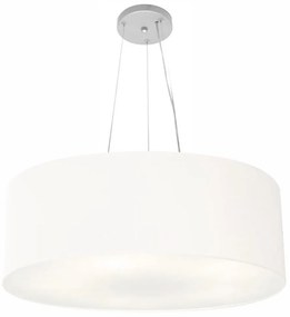 Lustre Pendente Cilíndrico Md-4010 Cúpula em Tecido 60x21cm Branco - Bivolt