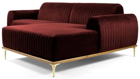 Sofá 4 Lugares Bipartido com Chaise Lado Esquerdo Base de Madeira Euro 265 cm Veludo Vinho G15 - Gran Belo