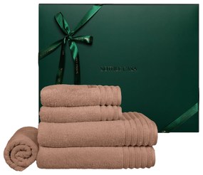 Kit Toalhas de Banho 05 Pçs Trussardi 100% Algodão Imperiale c/ Caixa de Presente Natal - Argila  Argila