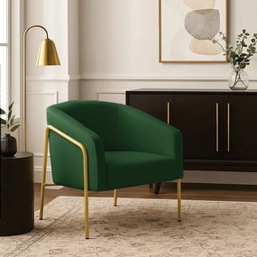 Poltrona Sala Industrial Alta Dourado Stella Suede D03 - D'Rossi - Verde