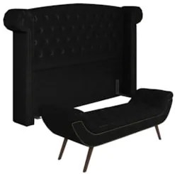 Cabeceira Cama Box Queen 160cm Provença e Recamier Veneto Z37 Sintétic