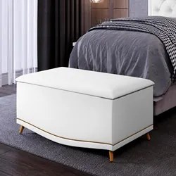 Calçadeira Baú Solteiro 90cm com Tachas Imperial J02 Sintético Branco