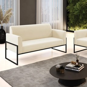 Sofá Namoradeira Base Industrial Alta Preto Marisa Veludo D03 - DRossi - Bege
