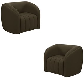 Kit 2 Poltronas Decorativas Sala de Estar Adam Veludo Marrom G45 - Gran Belo