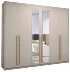 Guarda Roupa Casal 6 Portas Espelho Dubai Majestic Fendi - Vila Ri