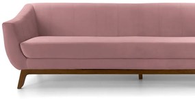 Sofá 3 Lugares Odeon D07 230cm Base Madeira Veludo Rosa - D'Rossi