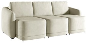 Sofá Cama Modulado Retrátil e Reclinável Decorativo Varsóvia 306cm Veludo Bege G33 - Gran Belo