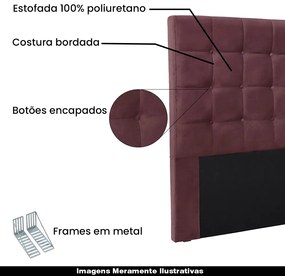 Cabeceira Decorativa Casal 1,40M Tropea Veludo Vinho G63 - Gran Belo