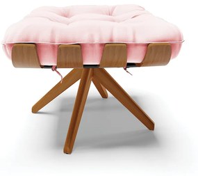 Puff Giratório Costela Suede Base de Madeira MA30 M11 - D'Rossi - Rosa Bebê