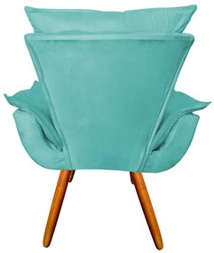 Poltrona Decorativa Pés Palito Emília Plus Suede Turquesa