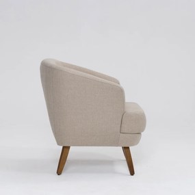 Poltrona Decorativa Milão D07 Pés Madeira Linho Aveia - D'Rossi