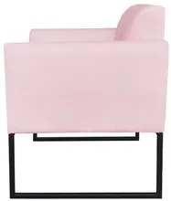 Poltrona Decorativa Base Industrial Preto Maressa S19 Suede Rosa Bebê