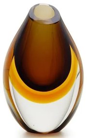 Gota Baixa Bicolor Fumê com Âmbar Murano Cristais Cadoro