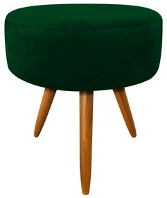 Puff Banqueta Berlim Redondo Suede Verde Pés Castanho D'Rossi