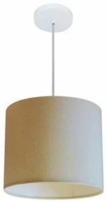 Lustre Pendente Cilíndrico Md-4143 Cúpula em Tecido 35x25cm Algodão Crú - Bivolt