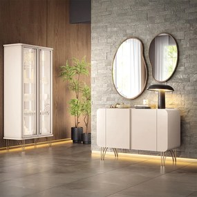 Conjunto Decorativo 1 Cristaleira e 1 Buffet Texas/Bambino Off White G26 - Gran Belo 