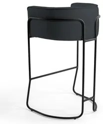 Kit 3 Banquetas Decorativas Base Aço Preto Betina Linho D-465 Chumbo -