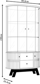 Cristaleira Decorativa Swank 2 Gavetas Iluminação Led Espelho MDP Calacata/OffWhite G97 - Gran Belo