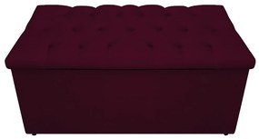 Recamier Baú Estofada Mel 90 cm Solteiro Com Capitonê  Suede Bordô - ADJ Decor