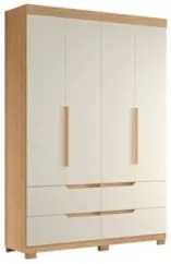 Guarda Roupa Solteiro 160cm 4 Portas Doble Off/Freijó - Albatroz