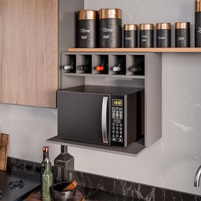 Suporte Suspenso Canea com nicho MDP/BP para Micro-ondas Grafite G96 - Gran Belo