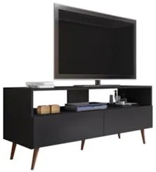 Rack para Sala Bancada de TV 55 Pol 136cm Pés Retrô Senna Z34 Preto -