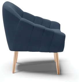 Poltrona Giovana Suede Azul Marinho Pés Palito Natural - Indo Decorar
