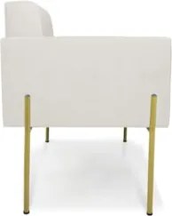 Poltrona Sala Pé Metal Dourado Kit 2 Ana Sintético Bege - Ibiza