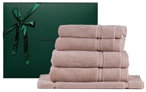Kit Toalhas de Banho 05 Pçs 100% Algodão Lázio Tinto c/ Caixa de Presente Verde- Rose  Rose