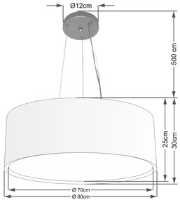 Lustre Pendente Cilíndrico Duplo Md-4126 Cúpula em Tecido 80x30cm Café - Bivolt