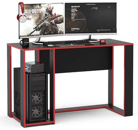 Mesa Gamer Escrivaninha Singapura 1 Nicho - Preto/vermelho