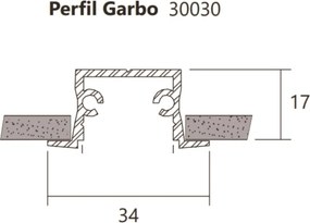 Perfil Embutir Para Fita Led Garbo 275Cm 3,4X275X1,7Cm | Usina 30030/2... (PT - Preto Texturizado)