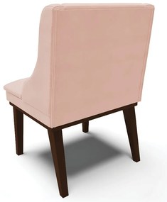 Kit 10 Cadeiras de Jantar Liz Veludo Rosê Base Fixa Madeira Preto D03 - D'Rossi