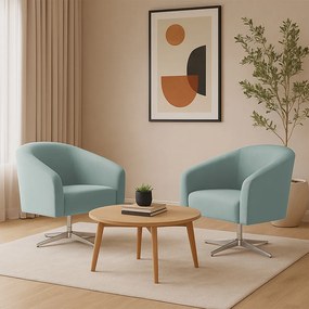 Poltrona Decorativa Giratória Cromada Kit 2 Stella Cotelê Int/Veludo D03 - D'Rossi - Menta