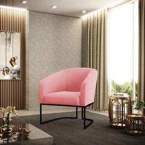 Poltrona Decorativa Industrial Preto Kit 2 Stella Suede D03 - D'Rossi - Rose