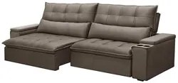 Sofá Retrátil Reclinável 3 Lugares 250cm Moritz F05 Veludo Castor - Mp